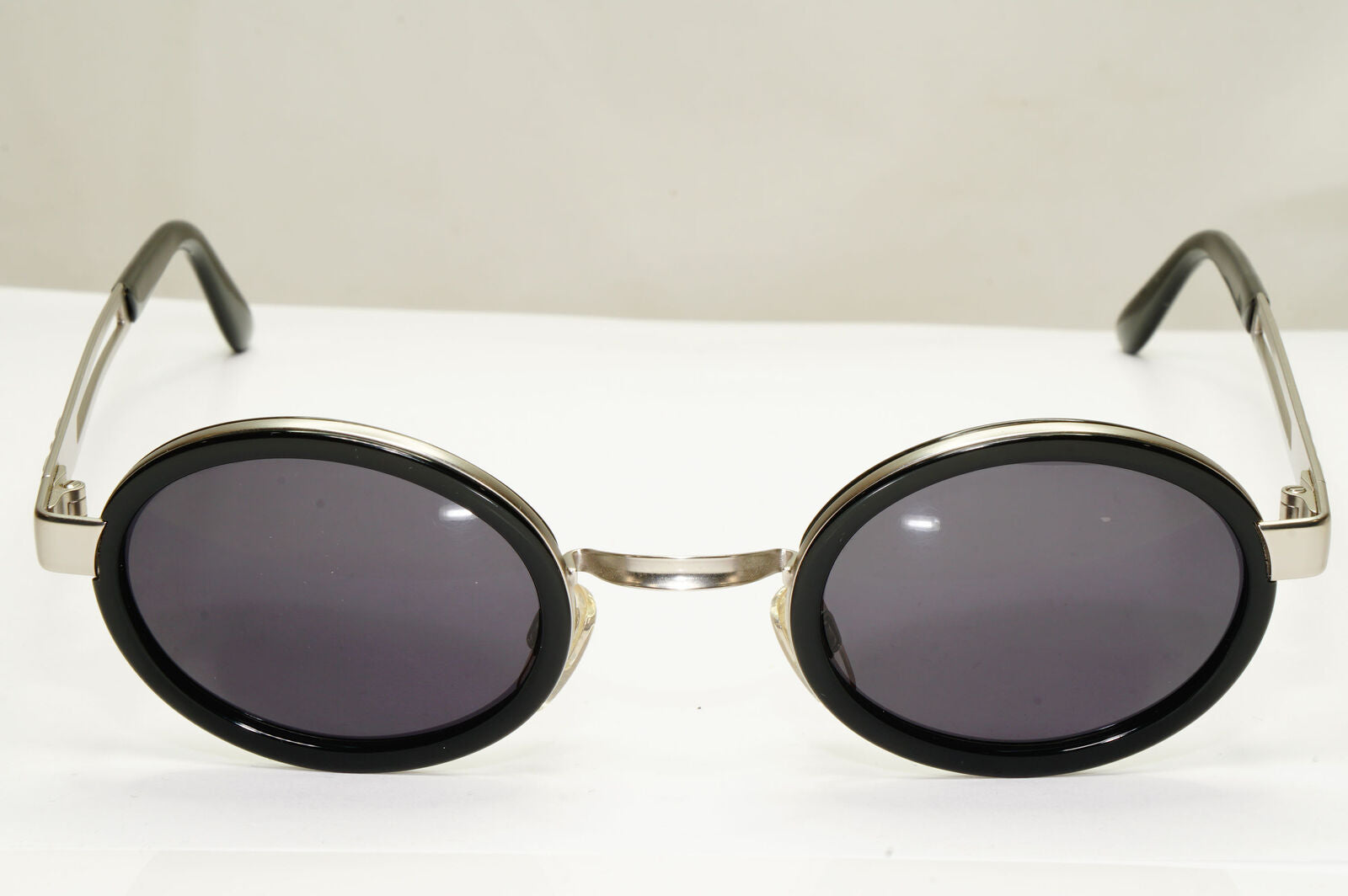 Emporio Armani Sunglasses 1997 Vintage Black Silver Oval Eagle 057-S 986