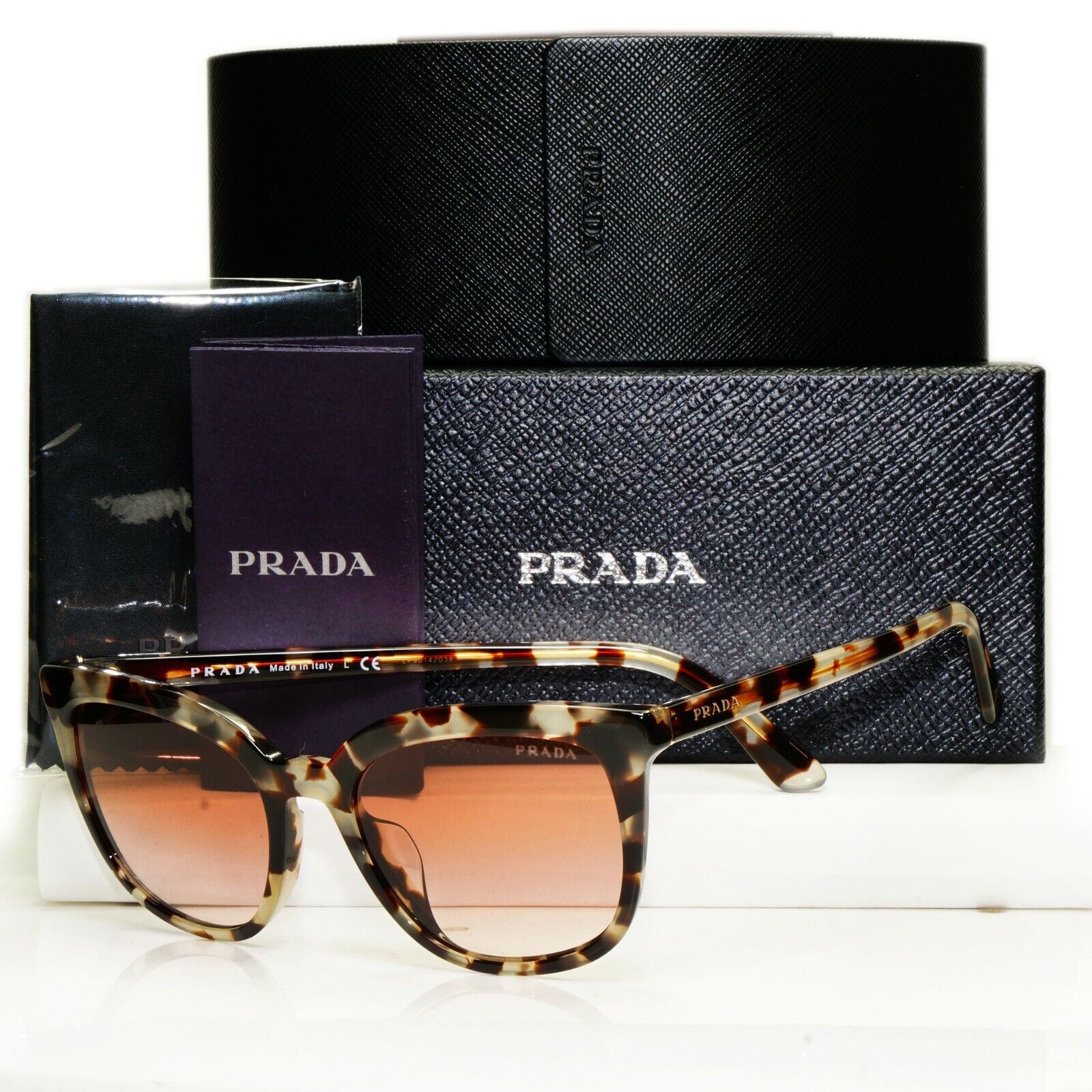 Prada Brown Tortoise Shell Womens Sunglasses Ultravox SPR 03X SF UA0-2F1 Turtle