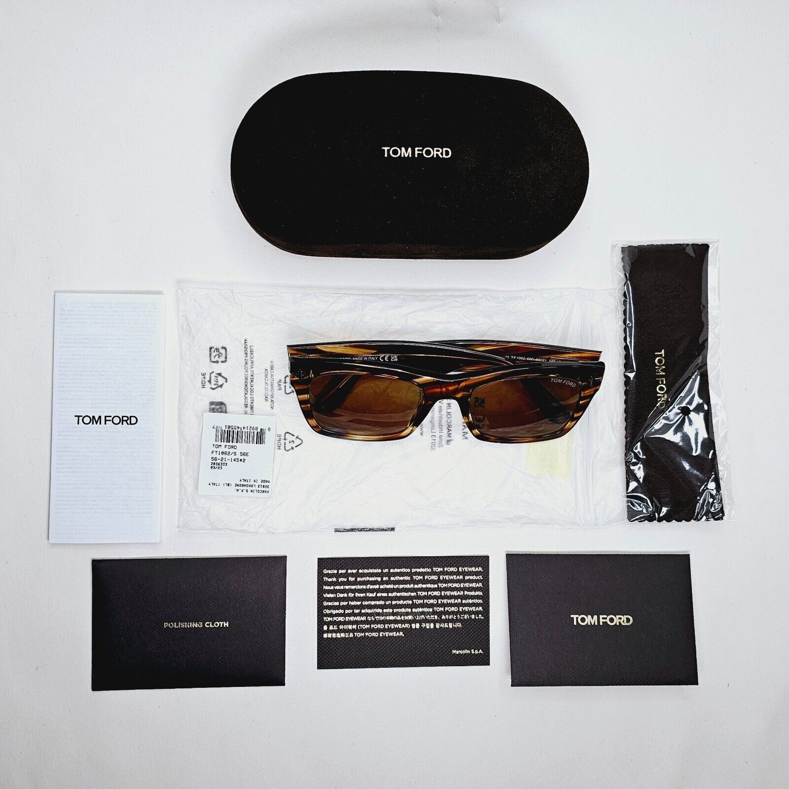 Tom Ford Sunglasses Nico-02 Brown Transparent Honey FT1062 TF 1062 56E