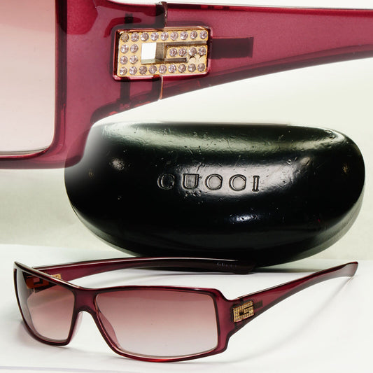 Gucci Sunglasses 1999 Pale Burgundy Rose Red Rectangle GG 2515/STRASS NL9 180224