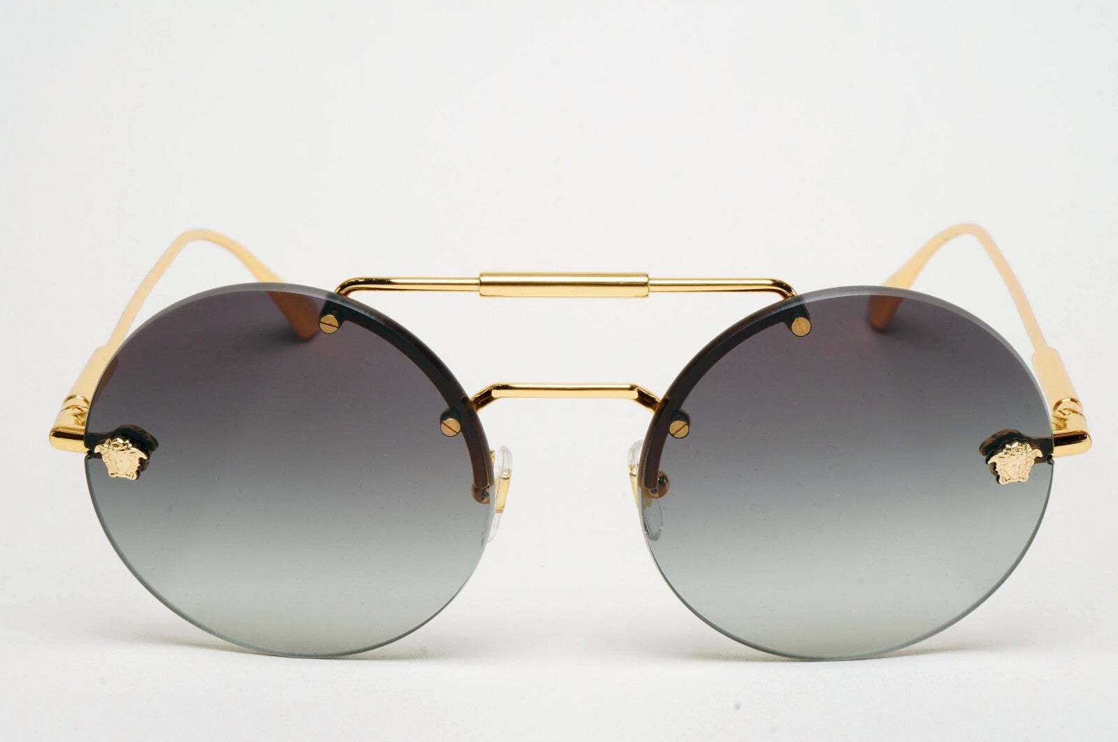 Versace Sunglasses Gold Medusa Grey Rimless Round MOD VE 2244 1002/8G