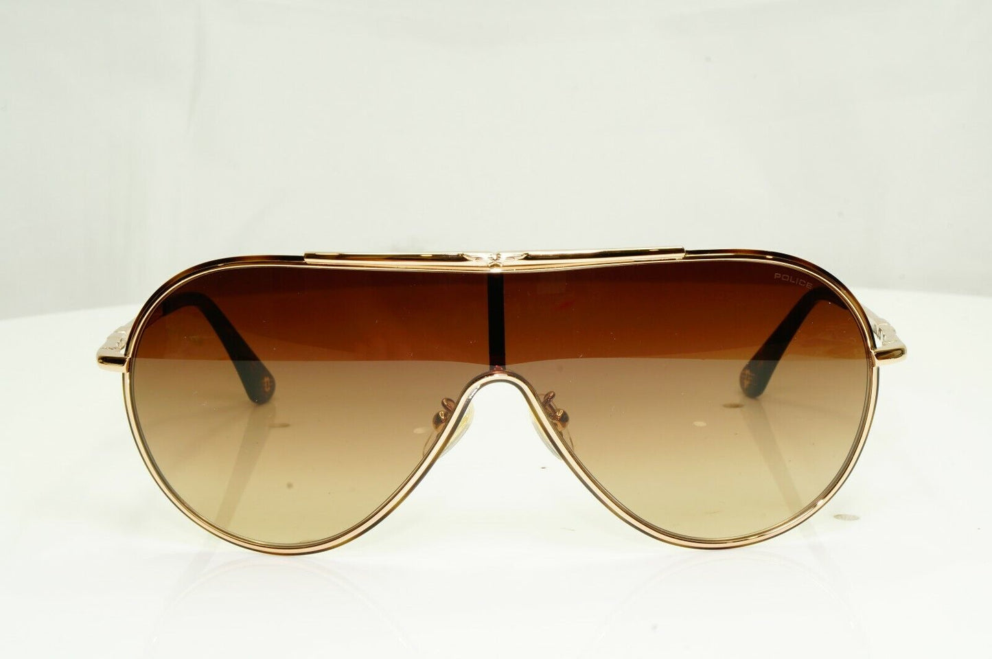 Police Gold Brown Gradient Shield Visor Ski Metal Sunglasses Mens SPL 964 0330