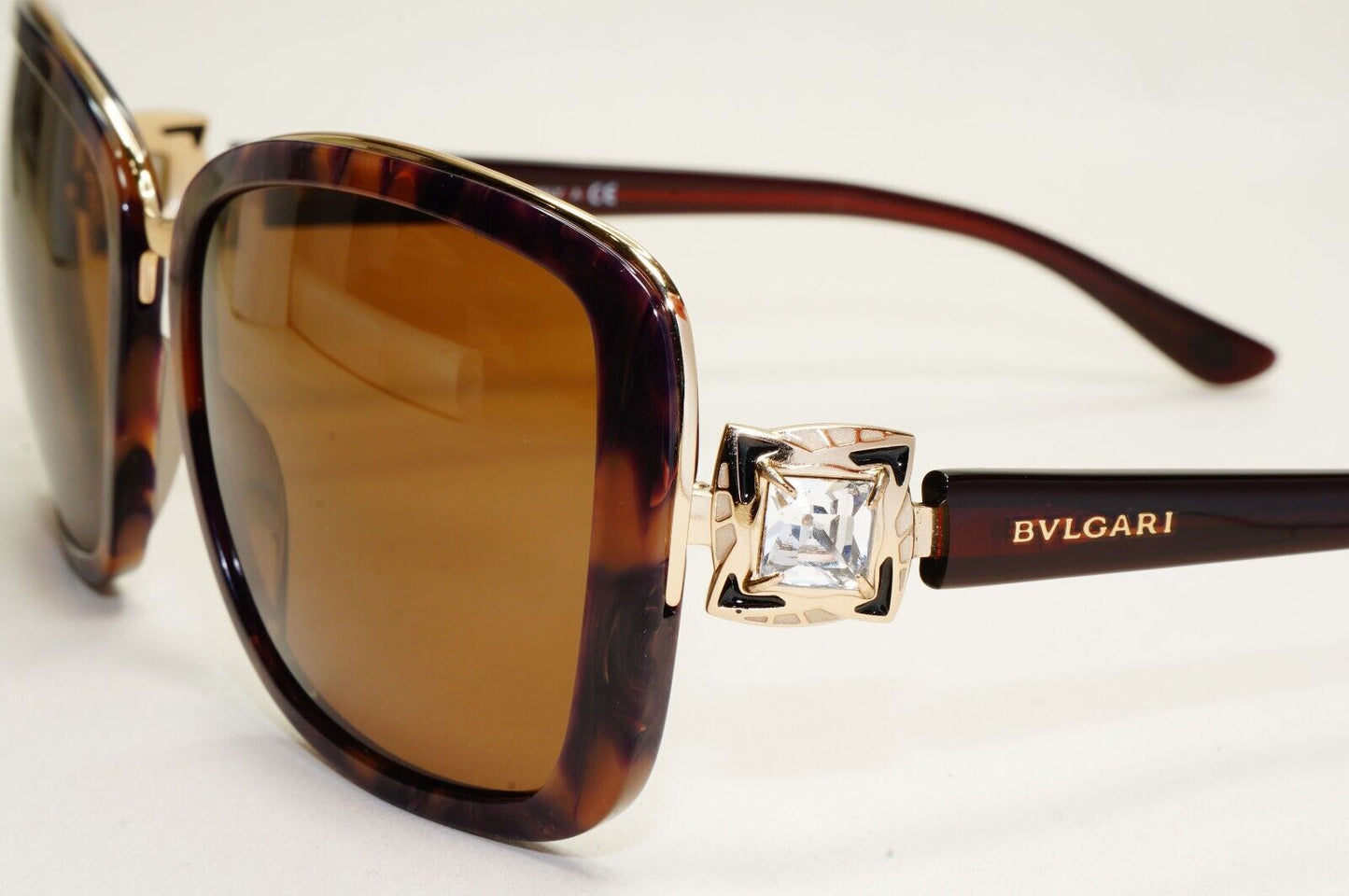 Bvlgari Sunglasses 2011 Vintage Brown Gold Crystal Square 6060-B 325/13 041124
