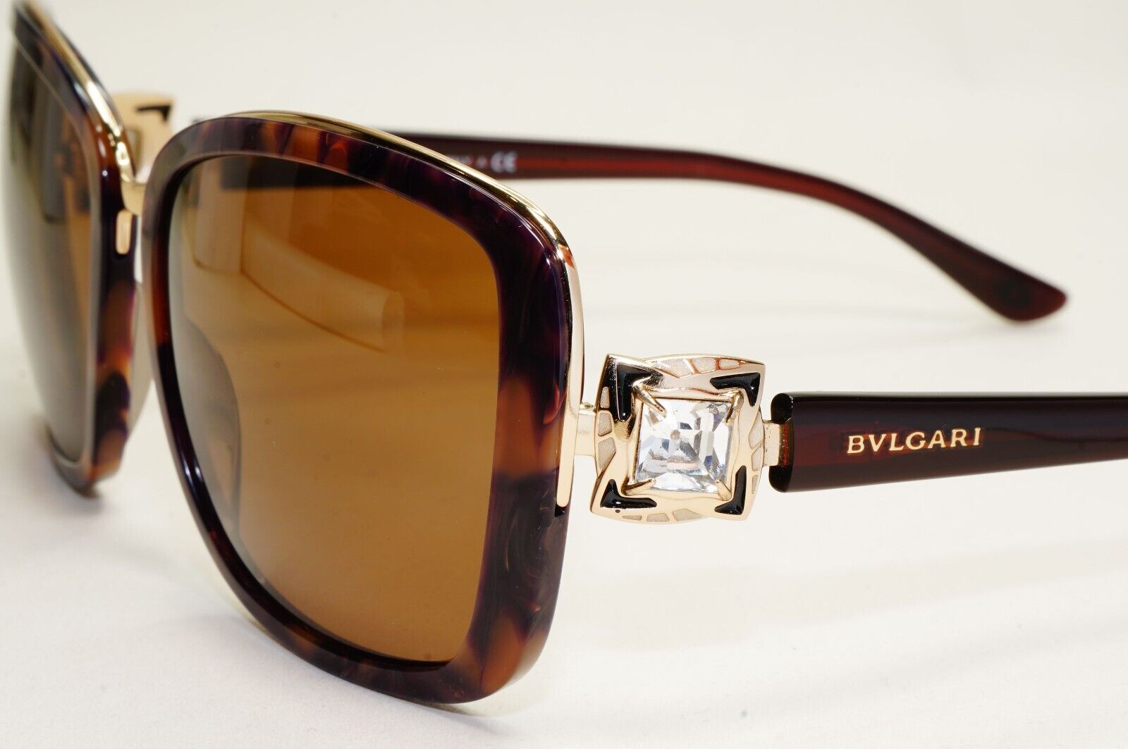 Bvlgari Sunglasses 2011 Vintage Brown Gold Crystal Square 6060-B 325/13 041124
