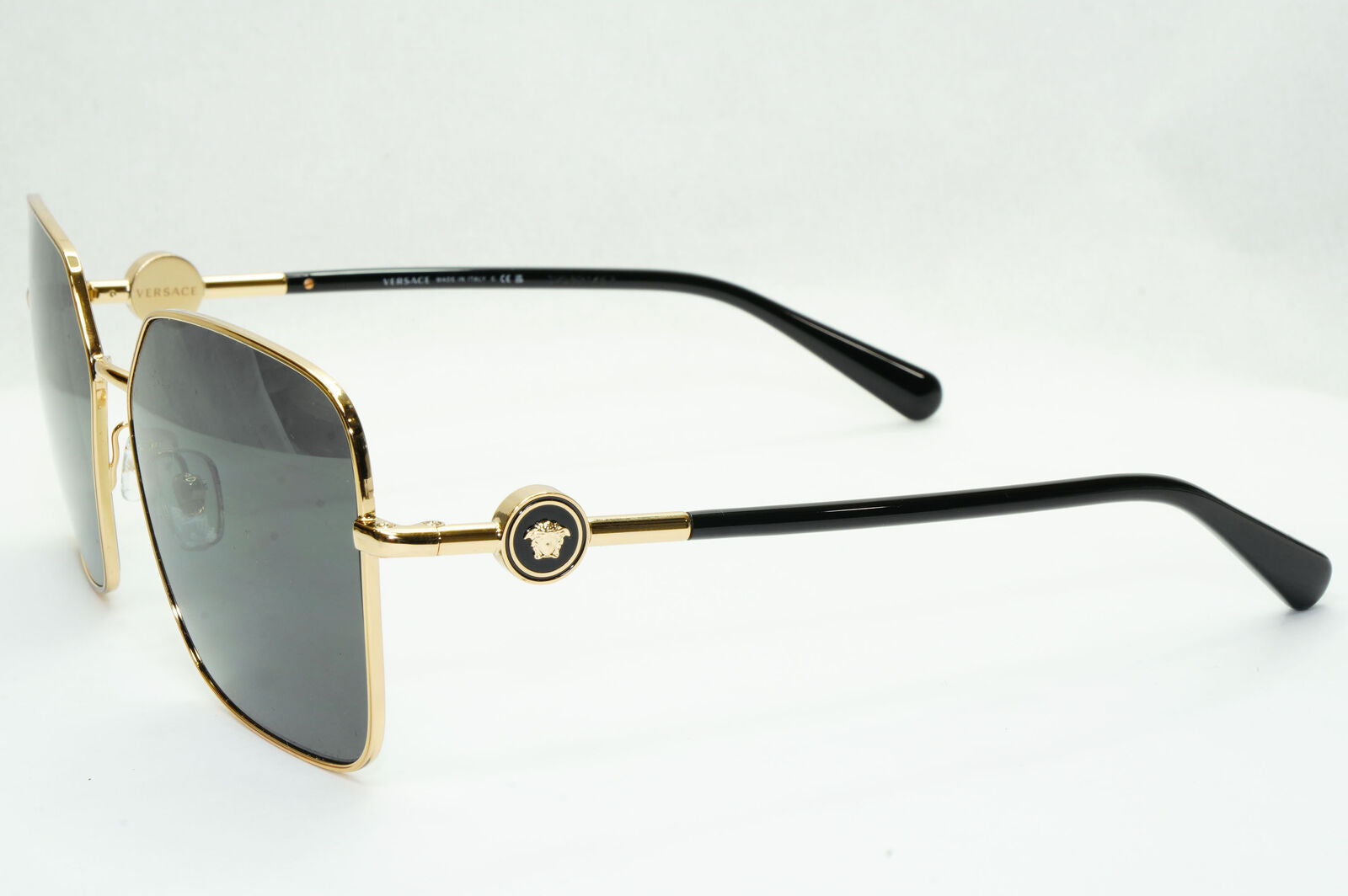 Versace Sunglasses Black Gold Medusa Square Metal MOD 2227 1002/87