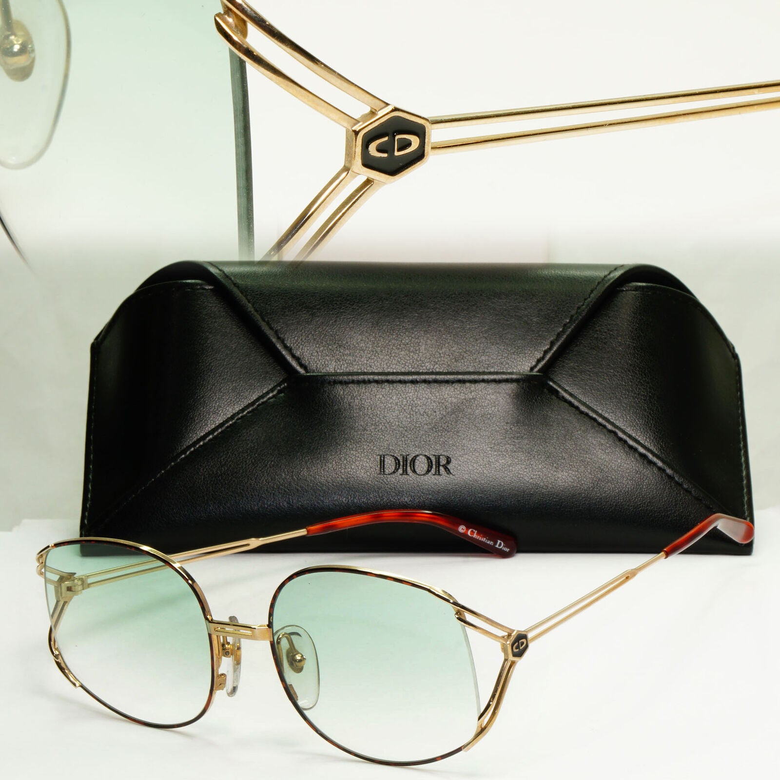 Dior Austria 1990s Sunglasses Vintage Gold Green Gradient Womens 2590 41 020822