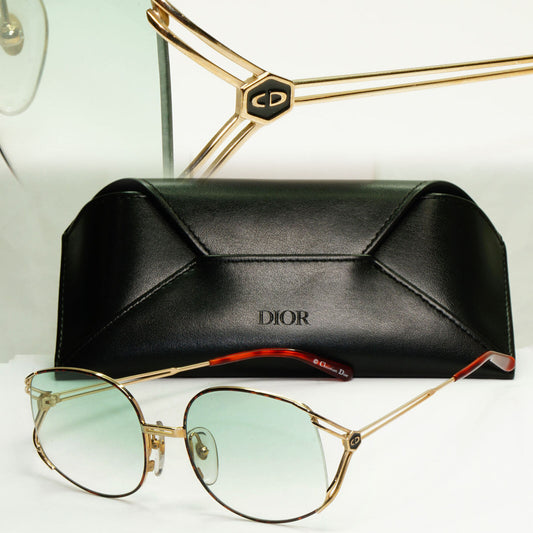 Dior Austria 1990s Sunglasses Vintage Gold Green Gradient Womens 2590 41 020822