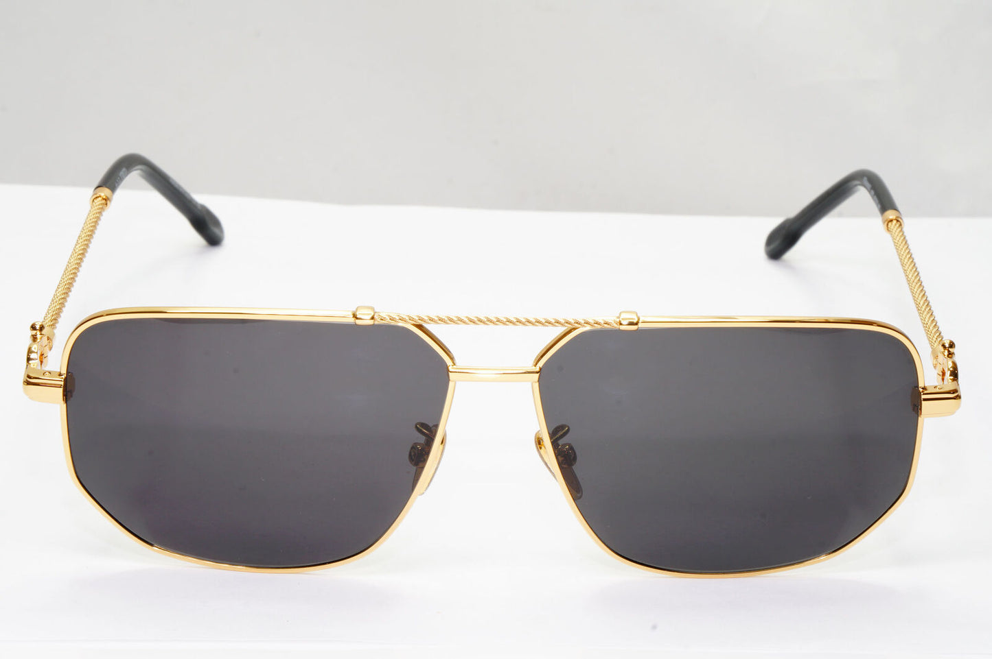 Fred Sunglasses FG50013U Gold Black Cable Twist Square Pilot 030 Force 10