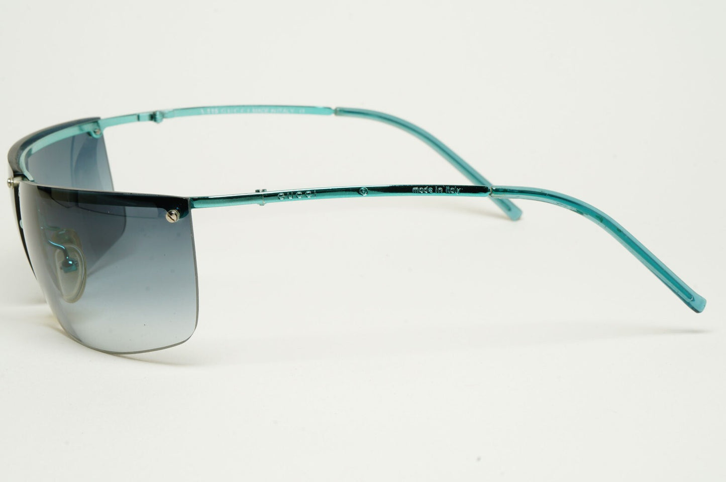 Gucci Sunglasses 2003 Vintage Wrap Teal Blue Rimless GG 2653/S 000BD 070325