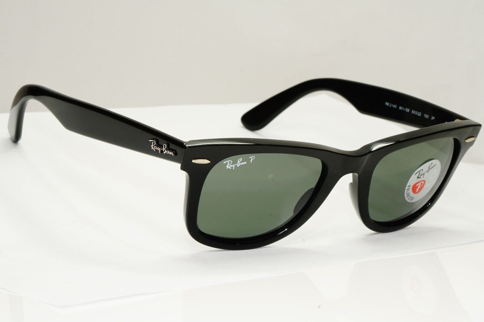 Ray-Ban Sunglasses Wayfarer Polarised Black Green RB 2140 Wayfarer 901/58 50mm