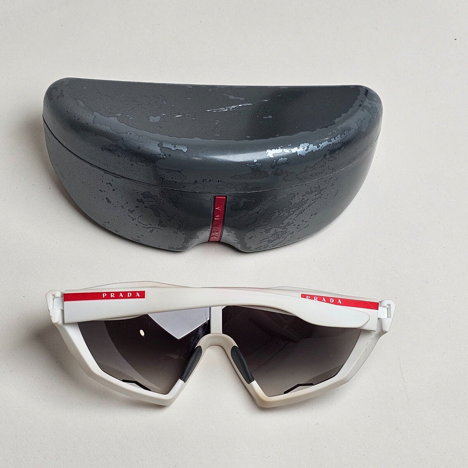 Prada Sunglasses White Grey Shield Visor PS10US SPS 10U TWK-5O0 231124