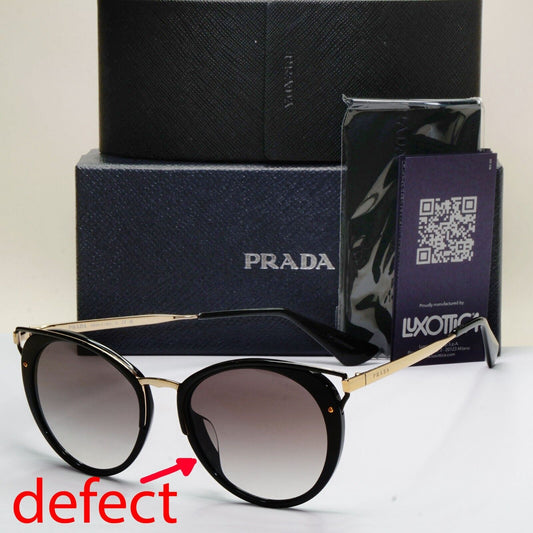 Prada Sunglasses Black Gold Grey Gradient Round PR66TS SPR 66T 1AB-0A7 210924