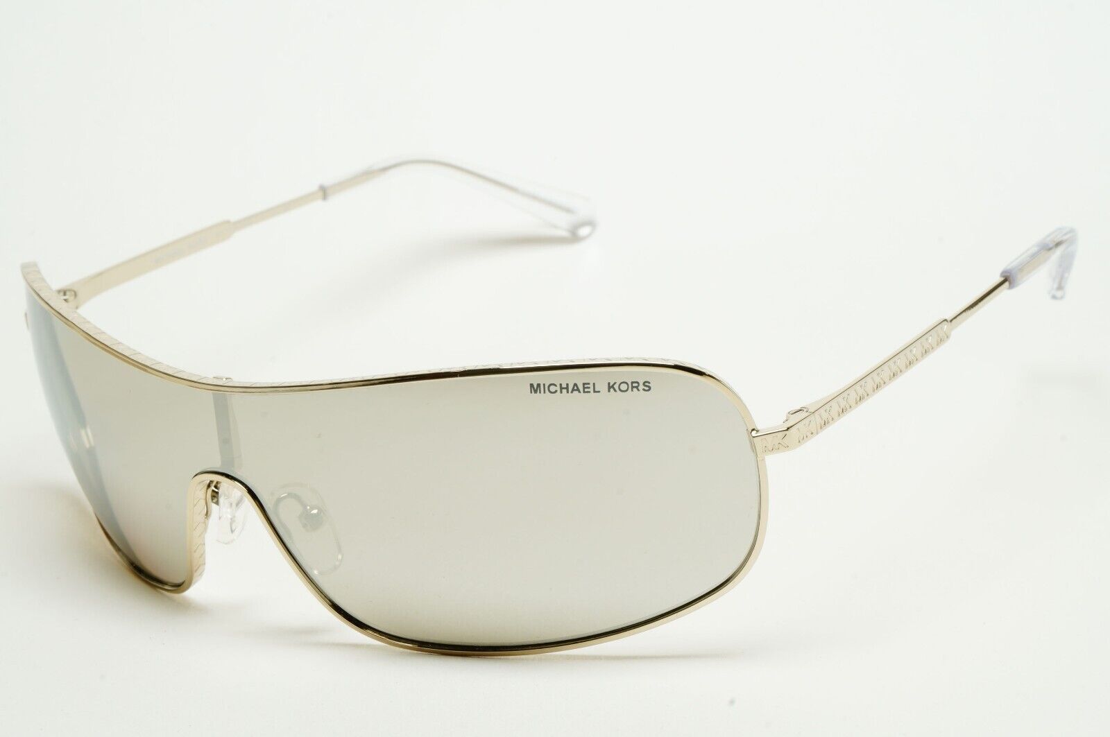 Michael Kors Sunglasses Light Gold Silver Mirror Shield Metal MK 1139 Aix 10146G