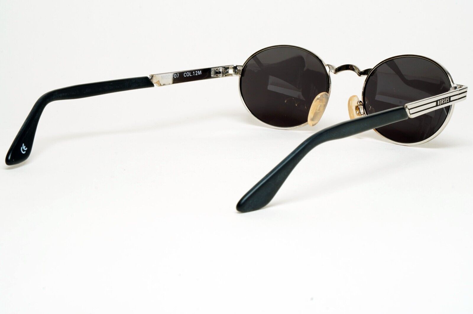 Versus Sunglasses 1996 by Gianni Versace Vintage Silver Oval MOD F07 COL 12M