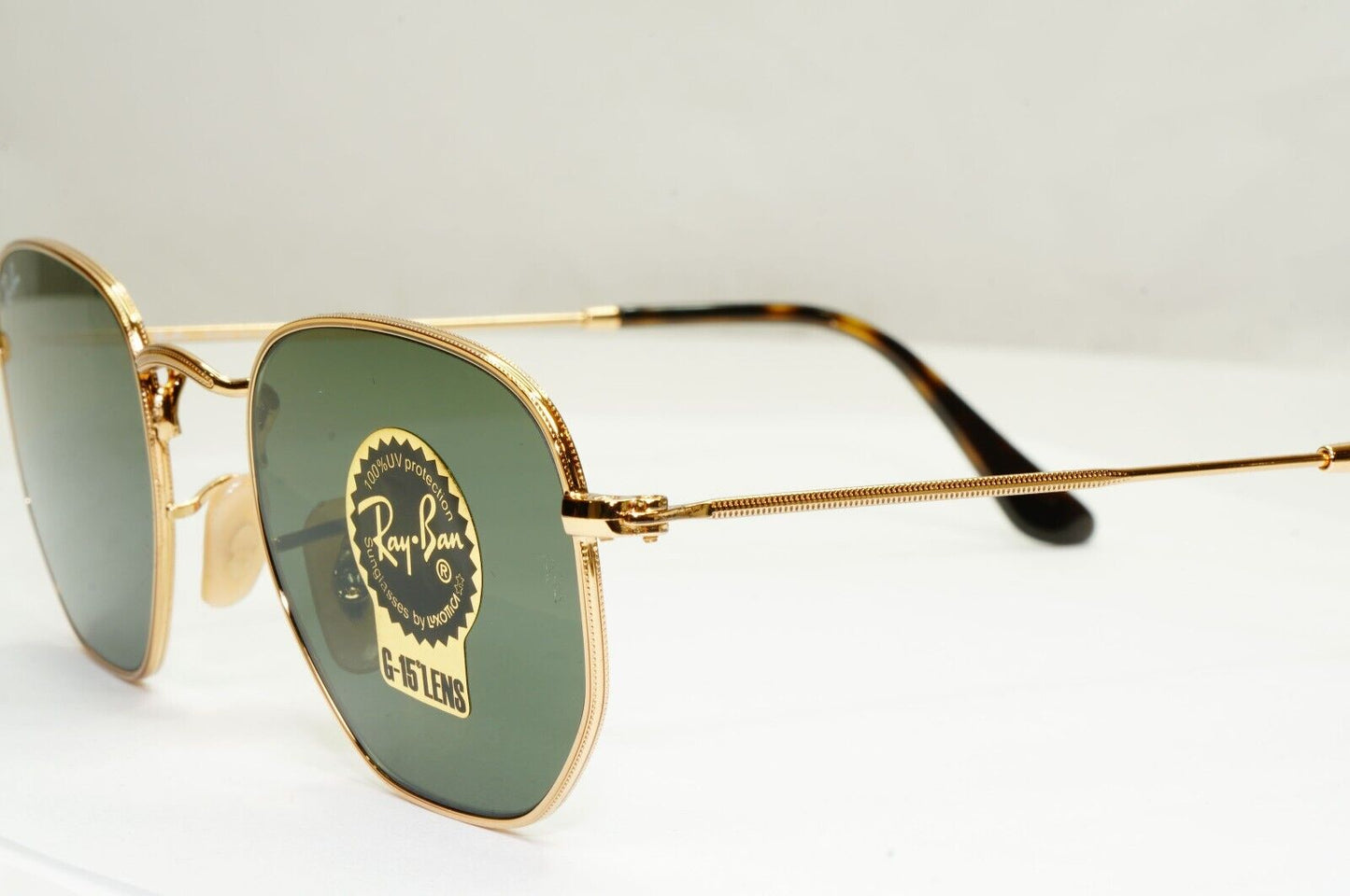 Ray-Ban Sunglasses Hexagonal Gold Arista Metal Green G15 RB 3548-N 001 48mm