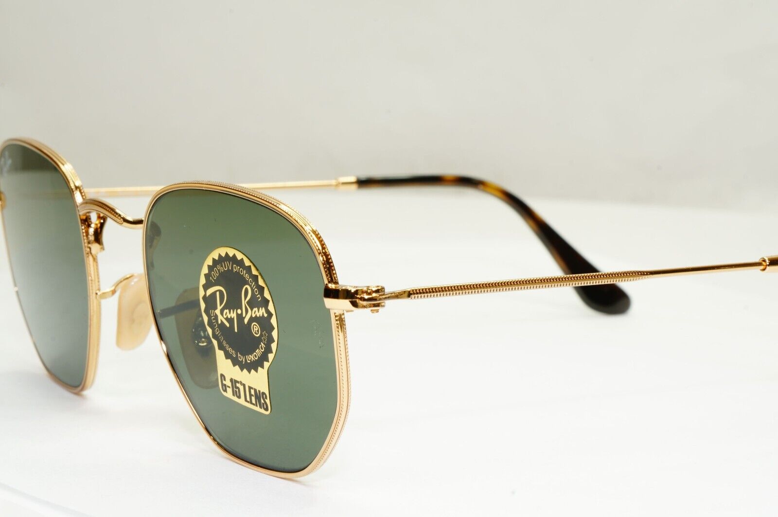 Ray-Ban Sunglasses Hexagonal Gold Arista Metal Green G15 RB 3548-N 001 48mm