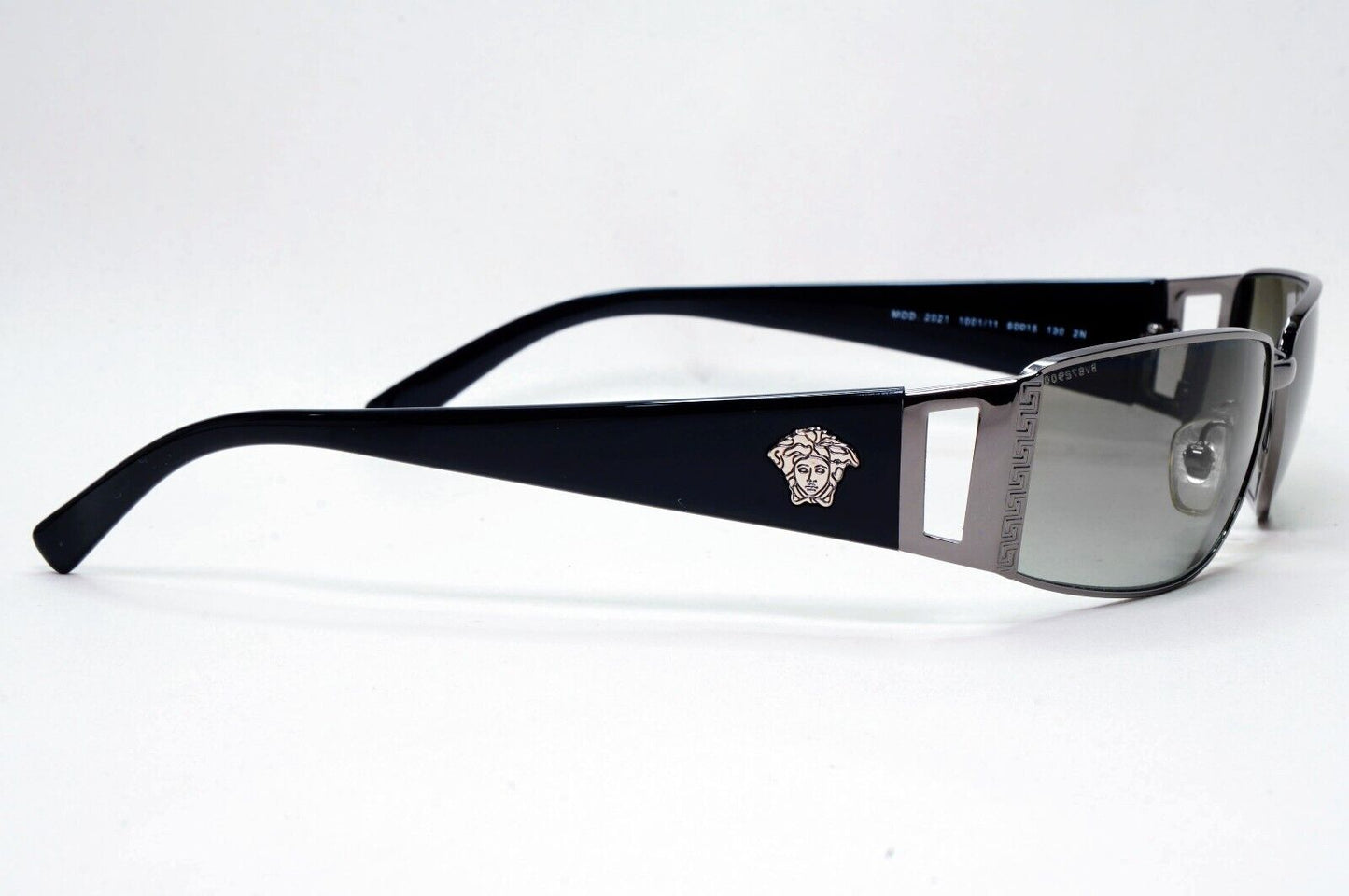 Versace Sunglasses 2003 Vintage Black Grey Rectangle MOD 2021 1001/11 311024