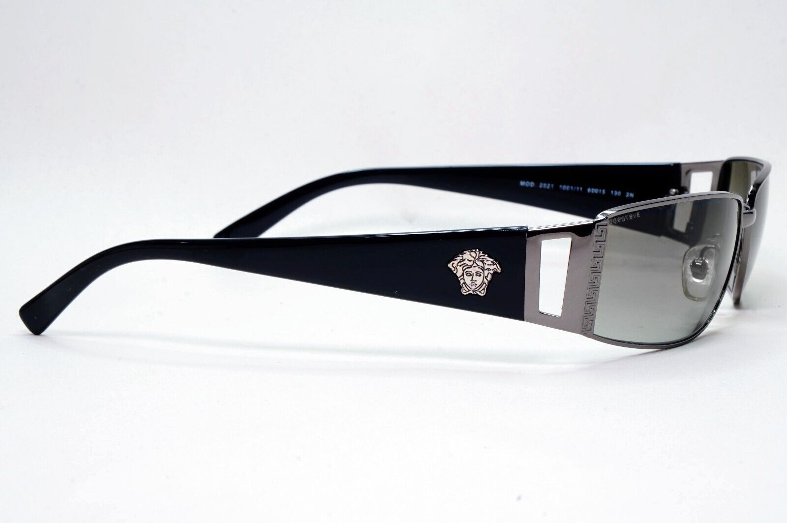 Versace Sunglasses 2003 Vintage Black Grey Rectangle MOD 2021 1001/11 311024