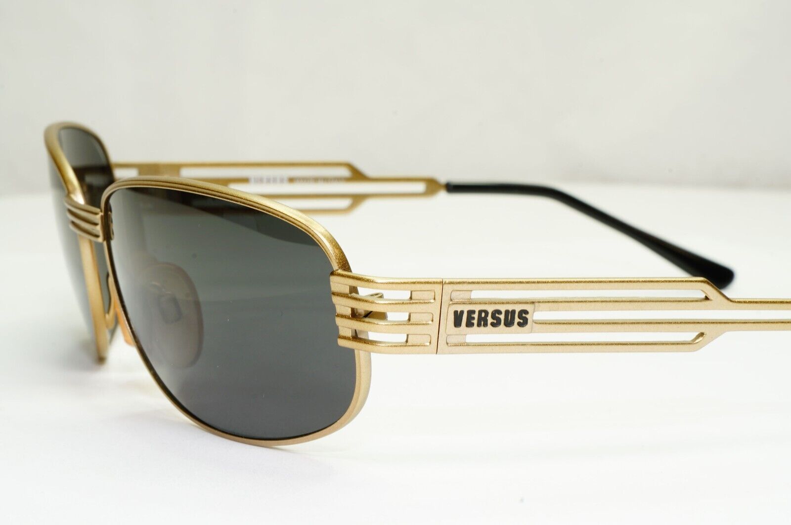 Versus 1996 by Gianni Versace Vintage Gold Black Sunglasses MOD F36 COL 86M