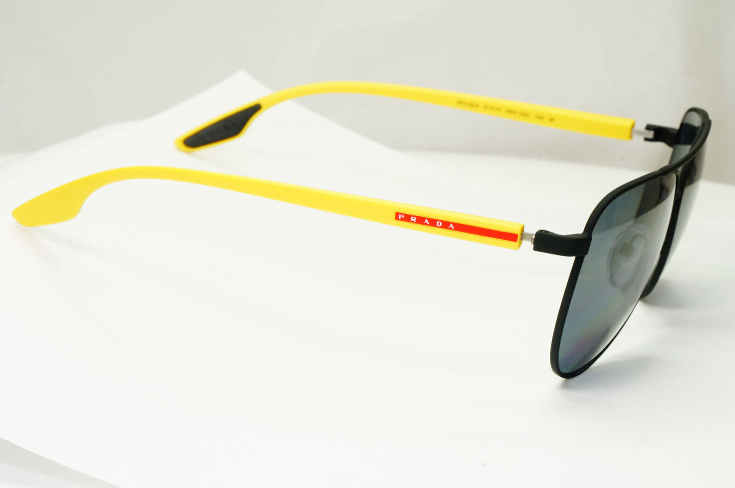 Prada Polarized Black Sunglasses Yellow Red Stripe Pilot PS52WS SPS 52W 08W-02G