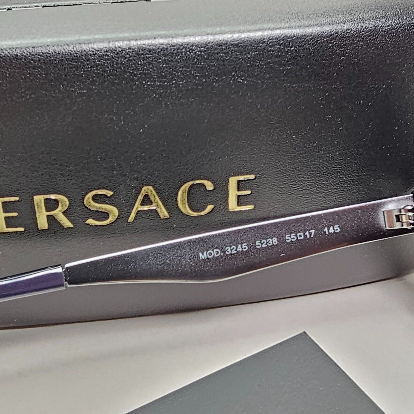 Versace Sunglasses Black Silver Blue Square Rectangle MOD VE 3245 5238 55mm
