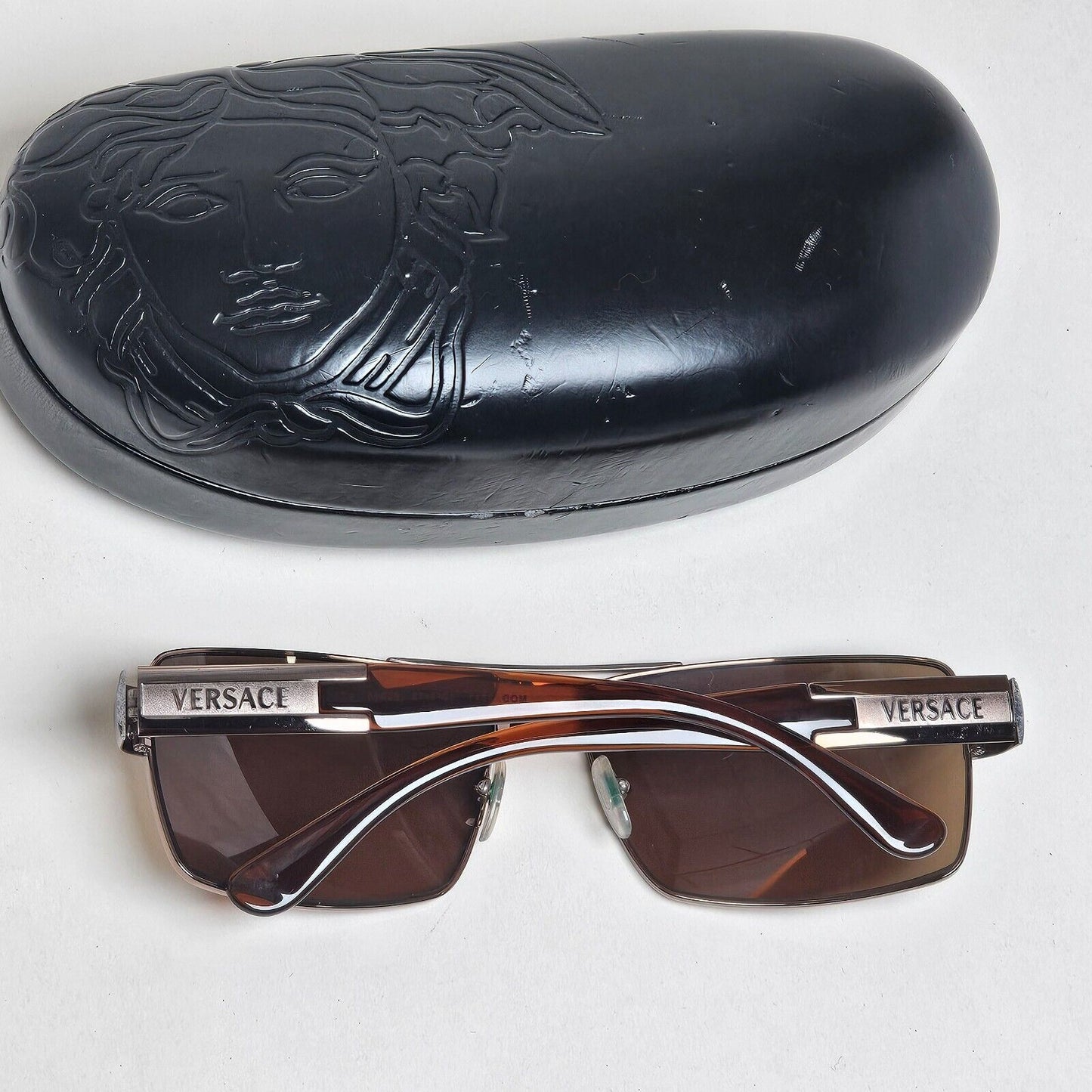 Versace Sunglasses 2005 Vintage Brown Square Navigator MOD 2041 1013/13 050225