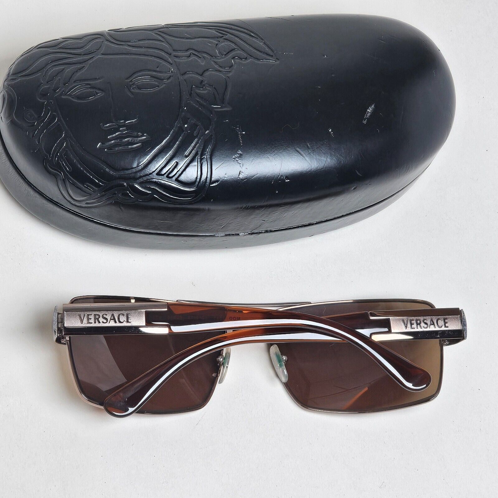 Versace Sunglasses 2005 Vintage Brown Square Navigator MOD 2041 1013/13 050225