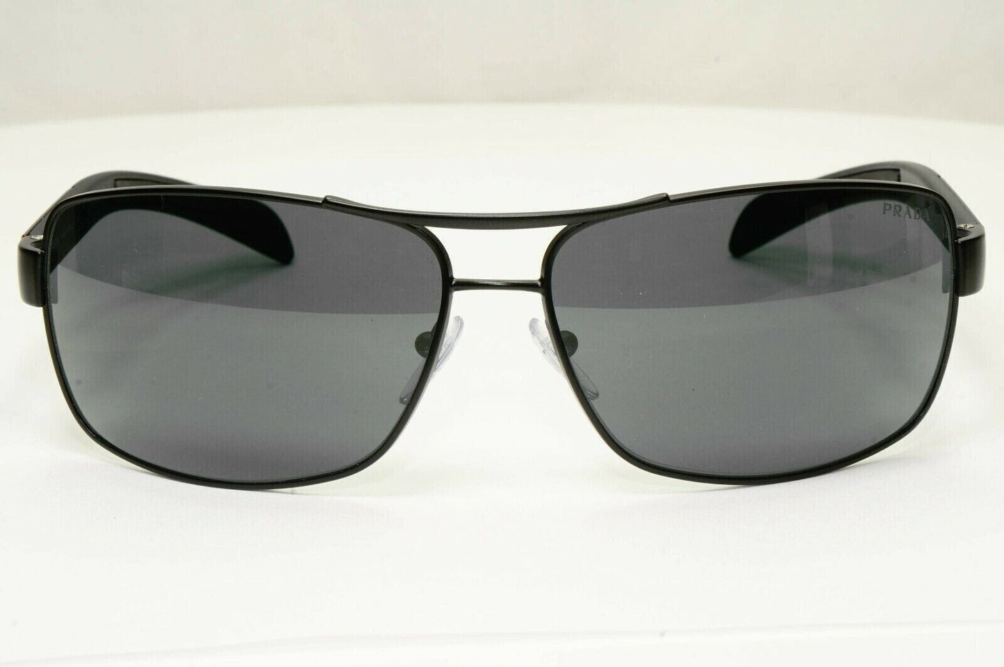 Prada Black Sunglasses Square Square Metal Sport Red Stripe SPS 54I 1BO-1A1 [A]