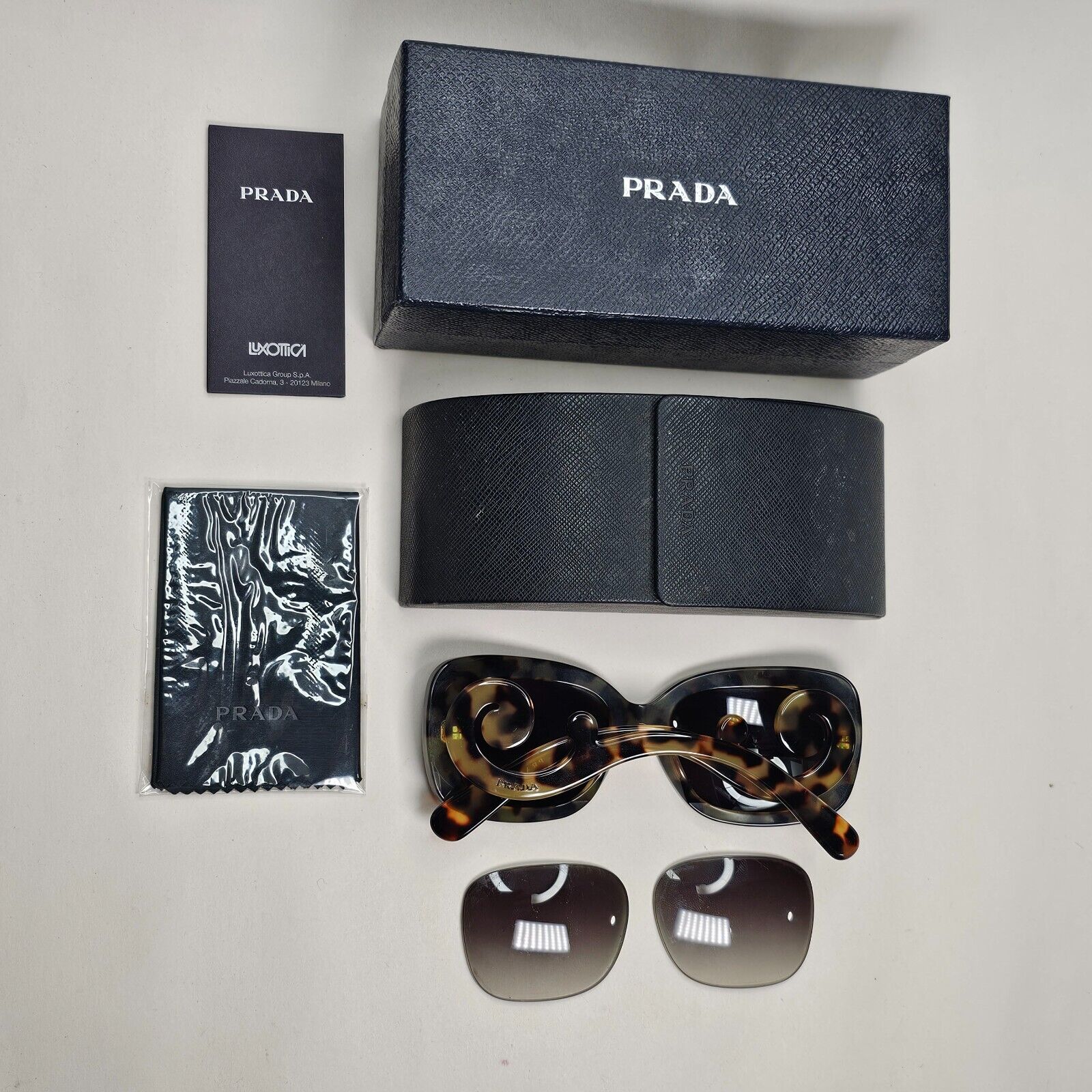 Prada Sunglasses Baroque Swirl Square Black Brown PR27OS SPR 27O NAI-0A7 081124
