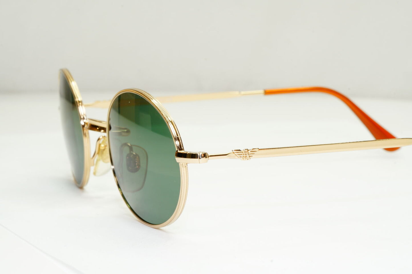 Emporio Armani Sunglasses 1997 Vintage Oval Gold Green Metal Eagle 002-S 743