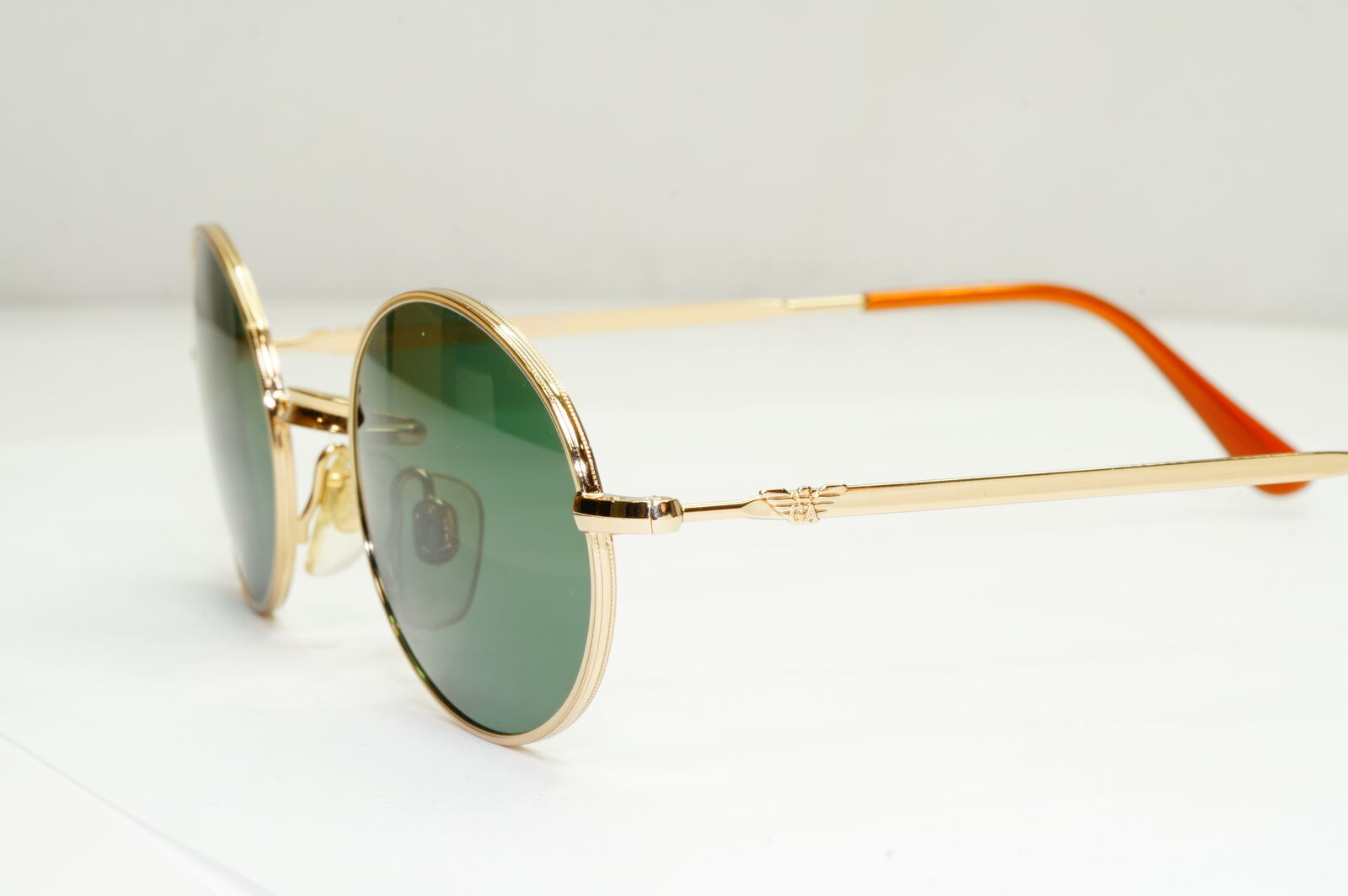 Emporio Armani Sunglasses 1997 Vintage Oval Gold Green Metal Eagle 002-S 743
