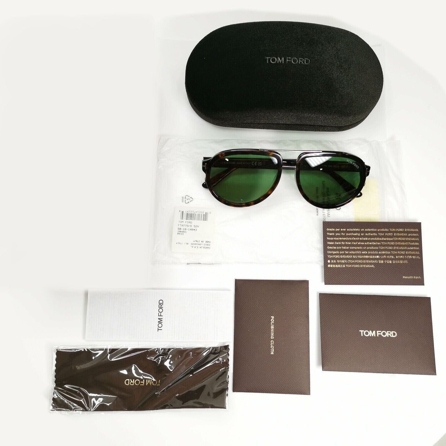 Tom Ford Sunglasses Brown Green Pilot Tortoise Geoffrey TF 779 52N [A] 291222