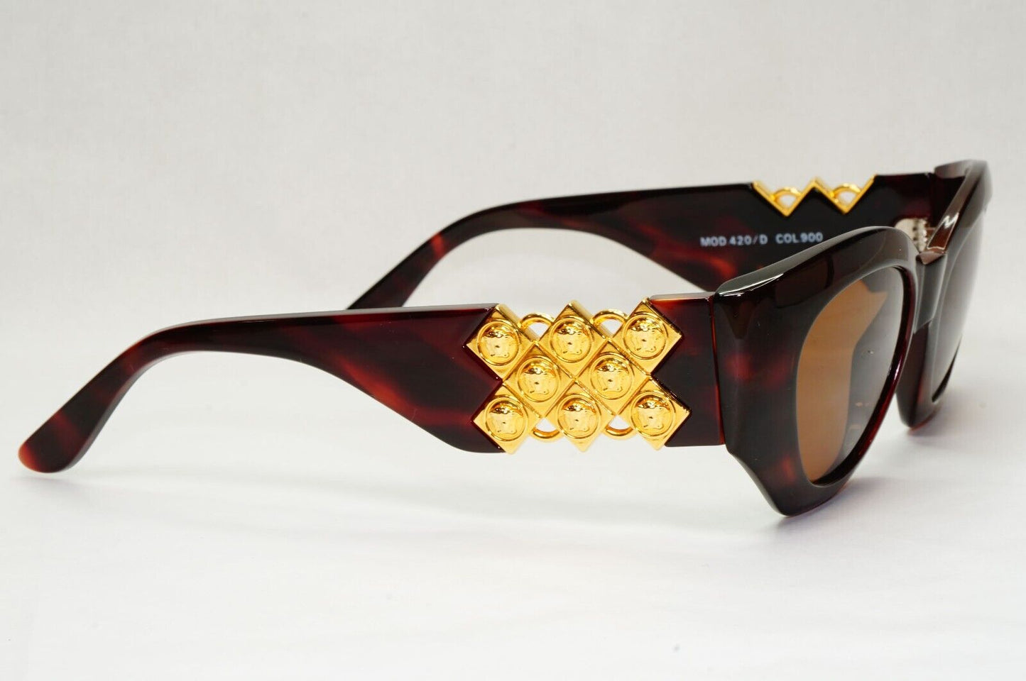 Gianni Versace Sunglasses 1996 Vintage Brown Gold MOD 420/D 900 Biggie 111223