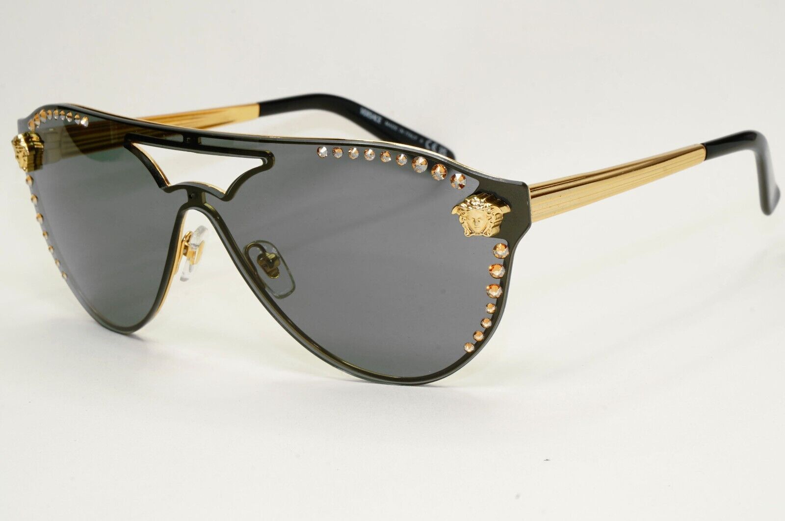 Versace Sunglasses Gold Diamante Medusa Grey Unisex MOD VE 2161-B 1002/87