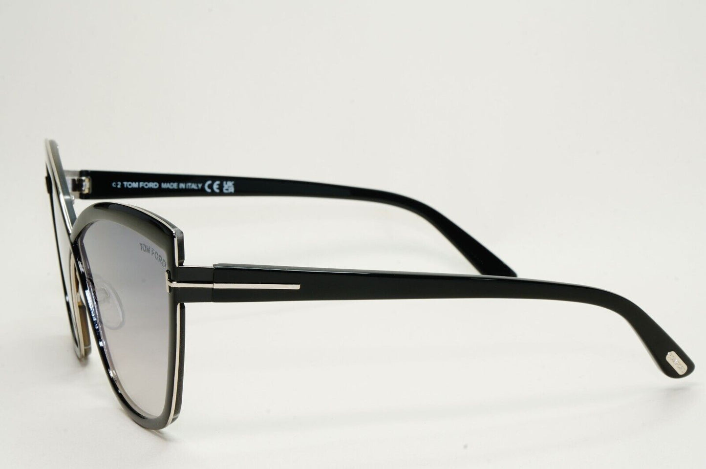 Tom Ford Sunglasses Sandrine-02 Black Smoke Mirror Cat Eye FT0715 TF 715 01C