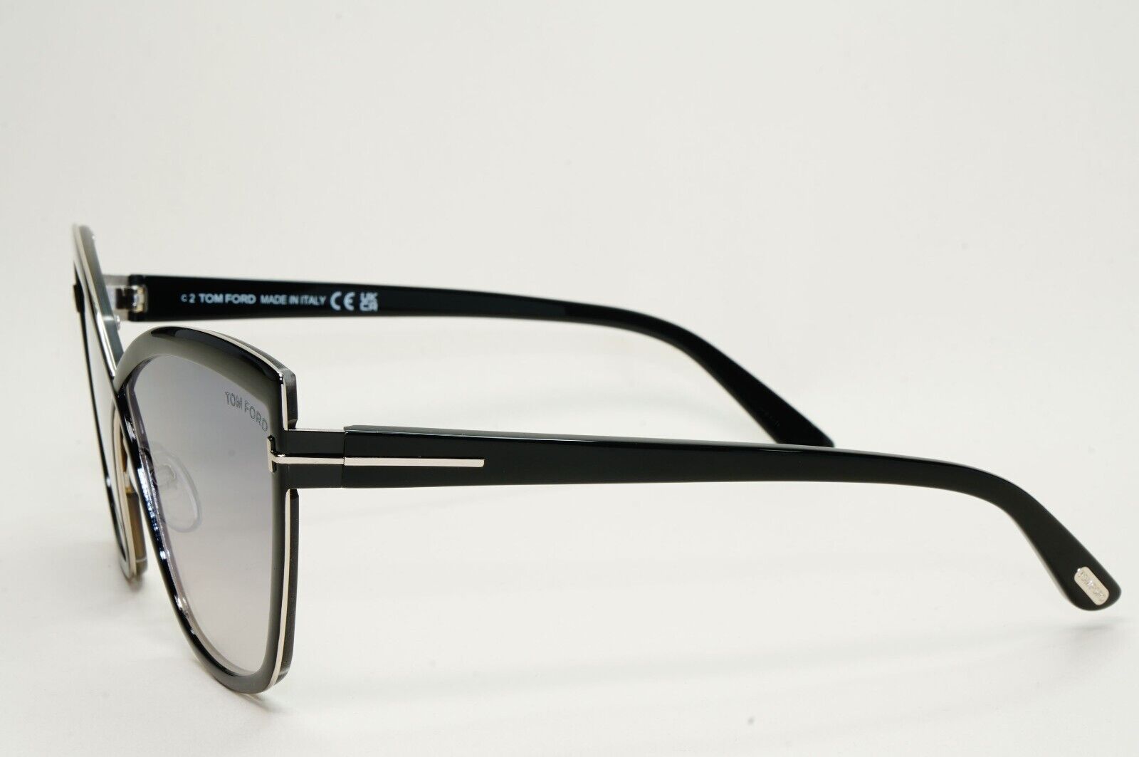 Tom Ford Sunglasses Sandrine-02 Black Smoke Mirror Cat Eye FT0715 TF 715 01C
