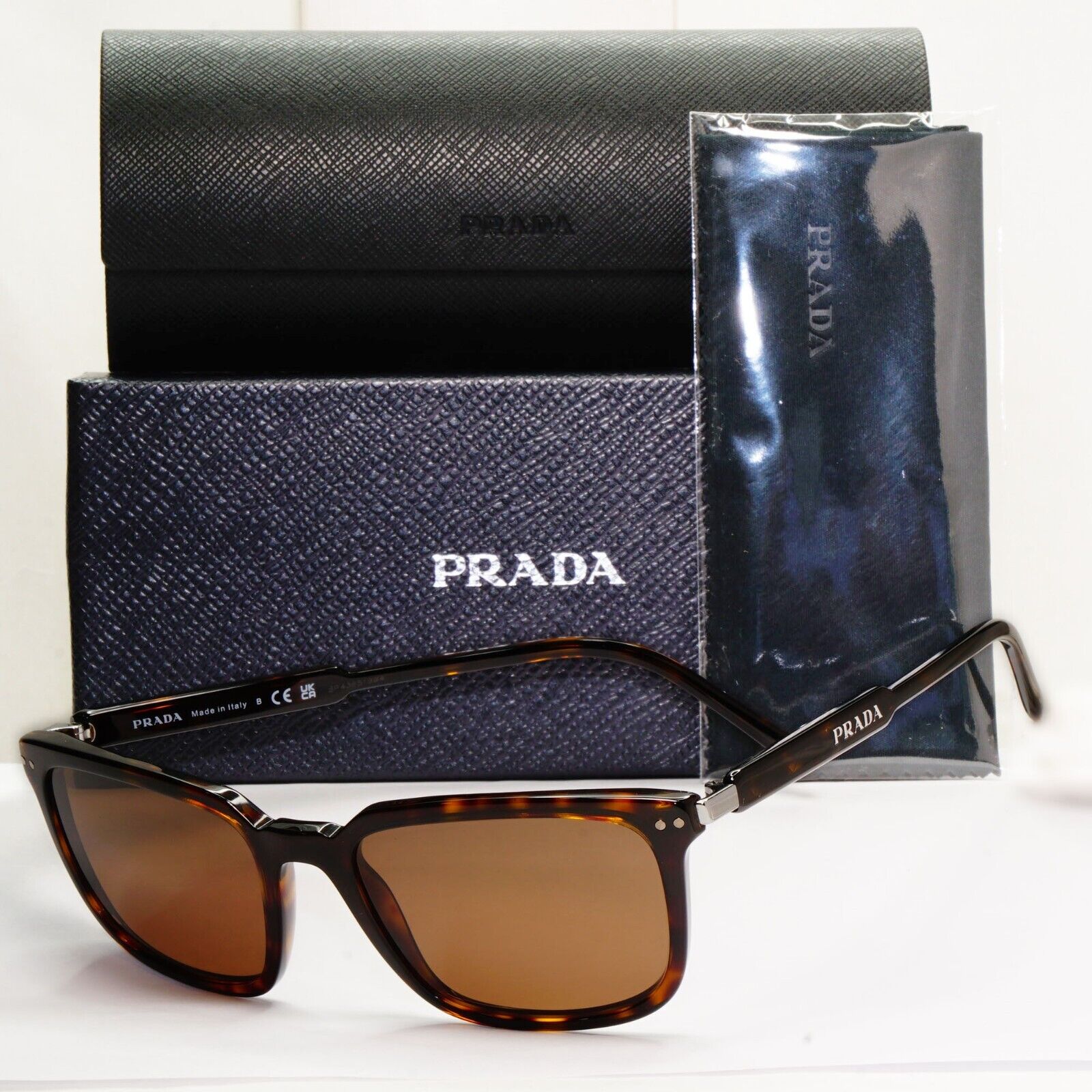 Prada Sunglasses Brown Havana Square Tortoiseshell VPR 13Y PR13YV 2AU-1O1 55mm