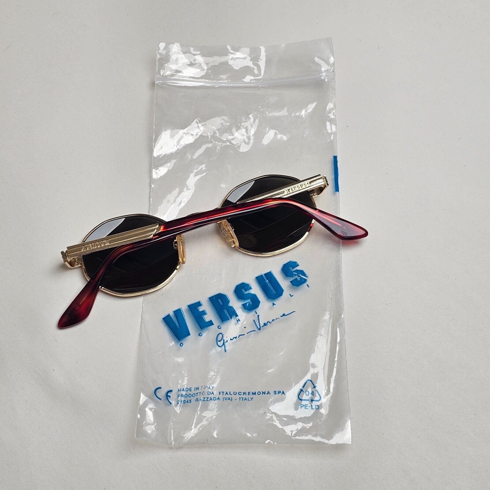 Versus Sunglasses 1996 by Gianni Versace Vintage Gold Hexagon MOD F09 COL 030