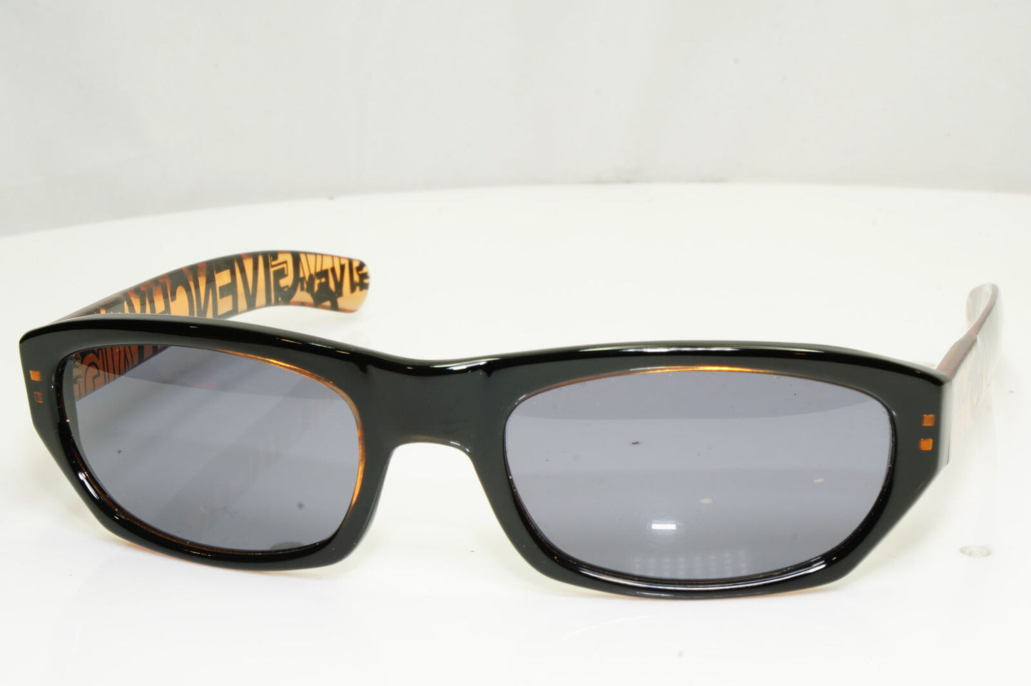 Givenchy 2004 Vintage Mens Womens Sunglasses Black Amber 1054 Big Logo 003 33146