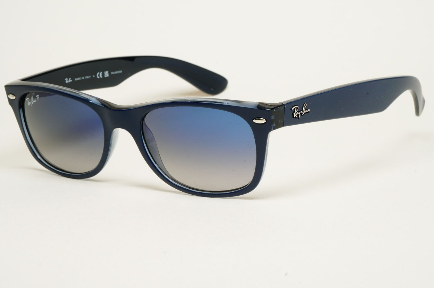 Ray-Ban Sunglasses Polarised New Wayfarer Blue Graident RB 2132 6607/78 52mm
