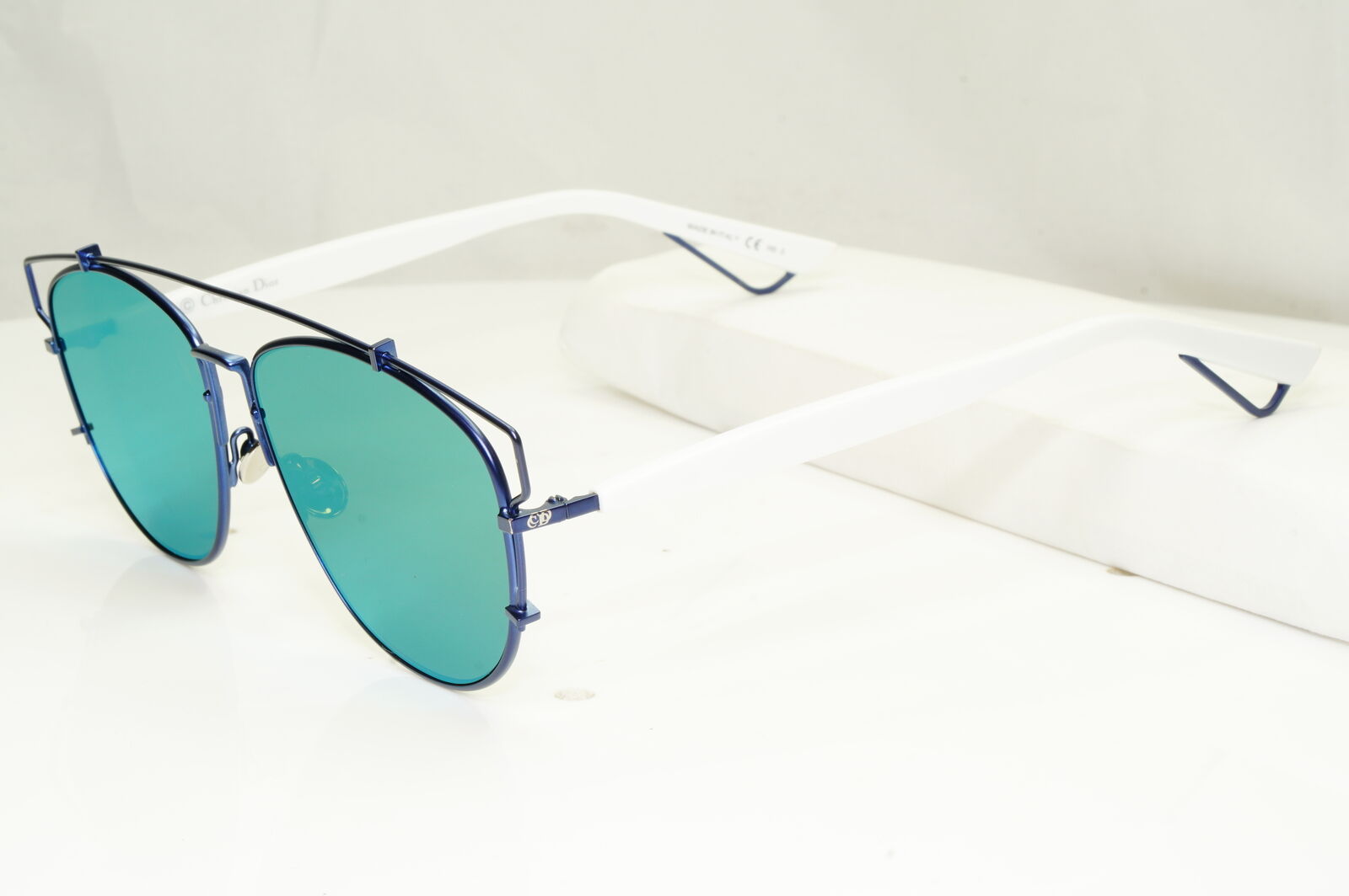 Authentic Dior Womens Sunglasses Flat Green Blue White Mirror Technologic TVCAF