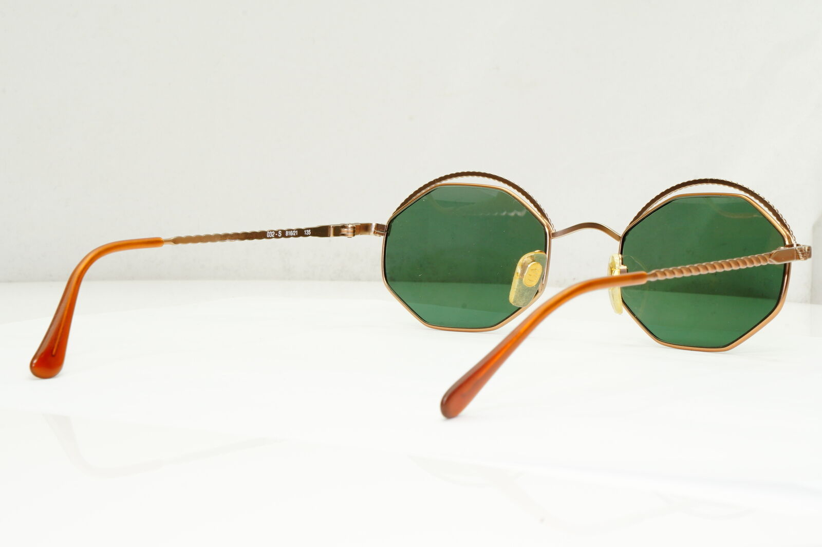 Emporio Armani Sunglasses 1997 Vintage Hexagonal Braid Gold Green 032-S 816/21
