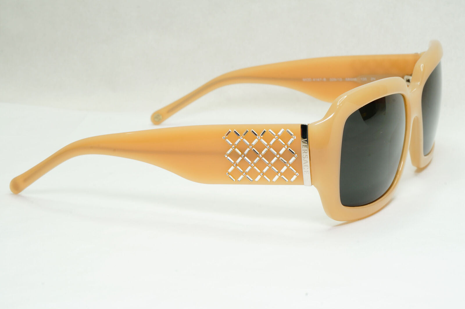 Versace Sunglasses Beige Nude Square Crystal Black MOD VE 4147-B 329/13 141223