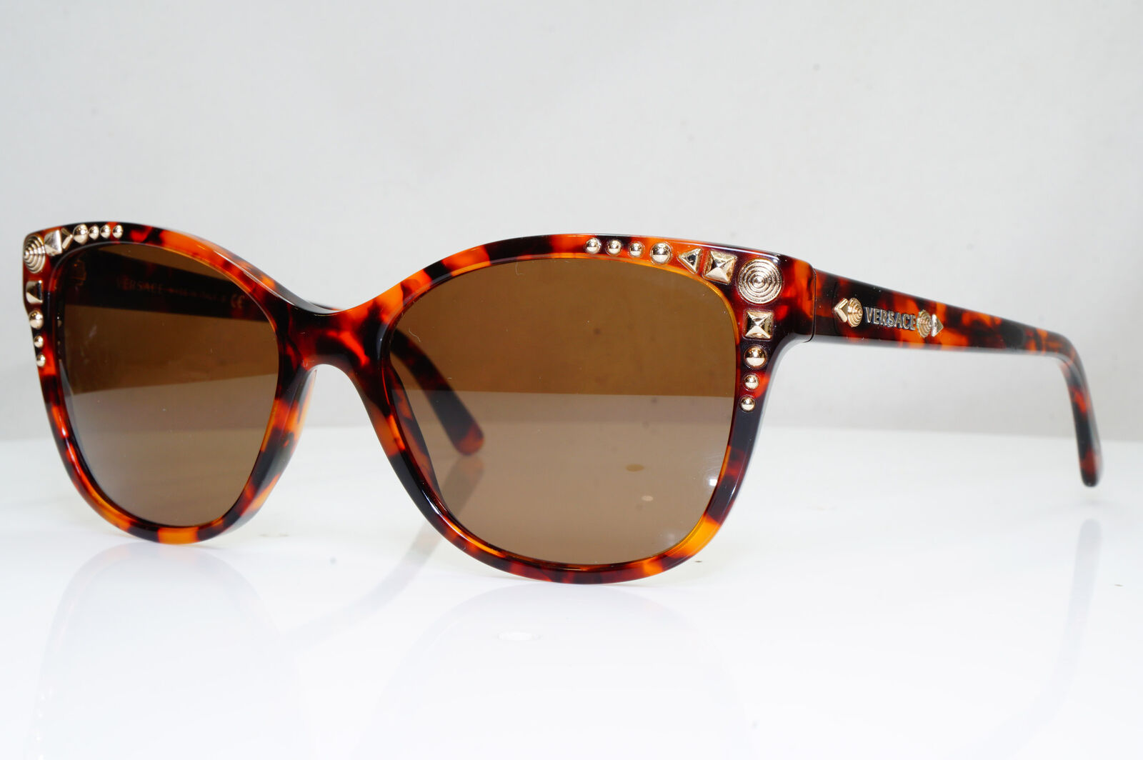 Authentic VERSACE Womens Sunglasses Brown Gold Square Studded 4270 5074/13 29143