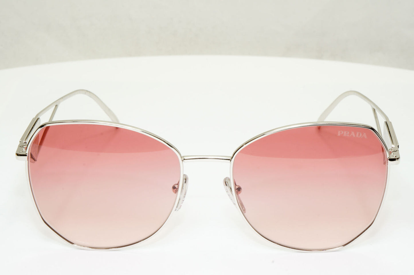 Prada Triangle Logo Sunglasses Silver Pale Red PR57YS SPR 57Y 1BC-09Q 290323