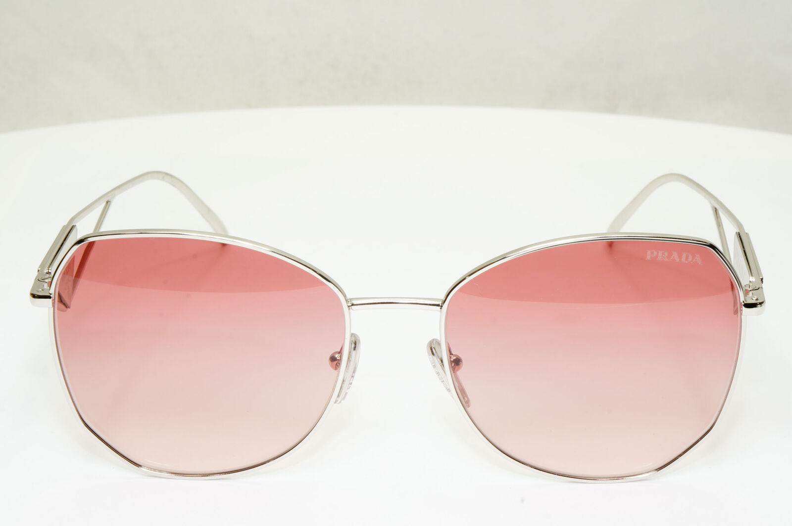 Prada Triangle Logo Sunglasses Silver Pale Red PR57YS SPR 57Y 1BC-09Q 290323