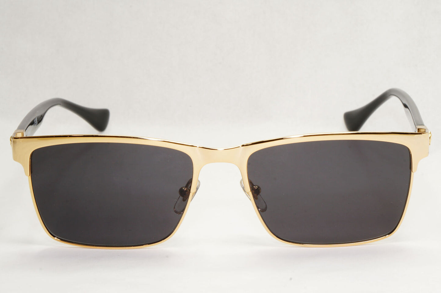 Versace Sunglasses Black Gold Square Metal Glossy MOD VE 1285 1002 56mm [B]