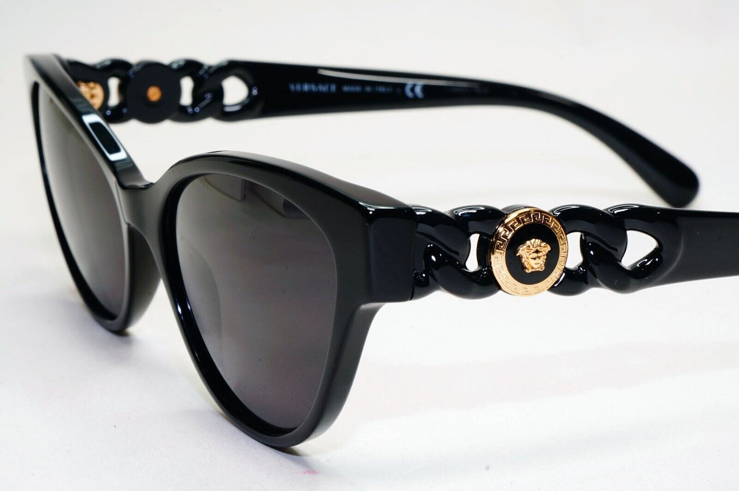 Versace Sunglasses Black Gold Medusa Chain Cat Eye MOD VE 3305 GB1 55mm