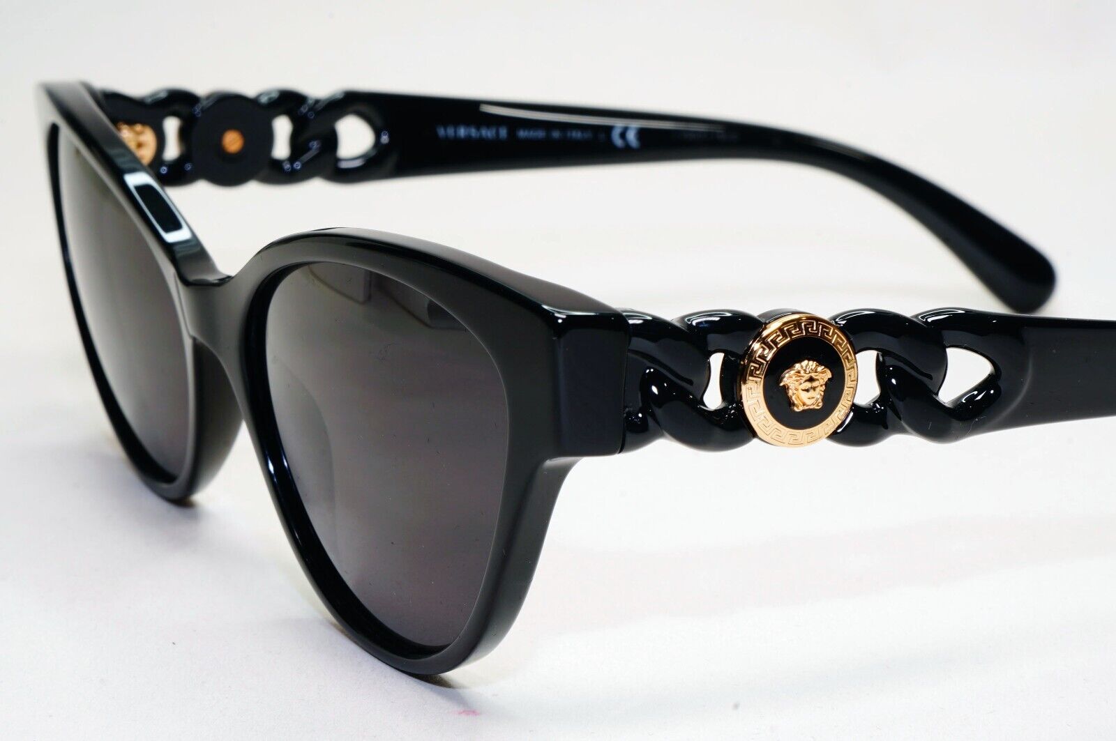 Versace Sunglasses Black Gold Medusa Chain Cat Eye MOD VE 3305 GB1 55mm
