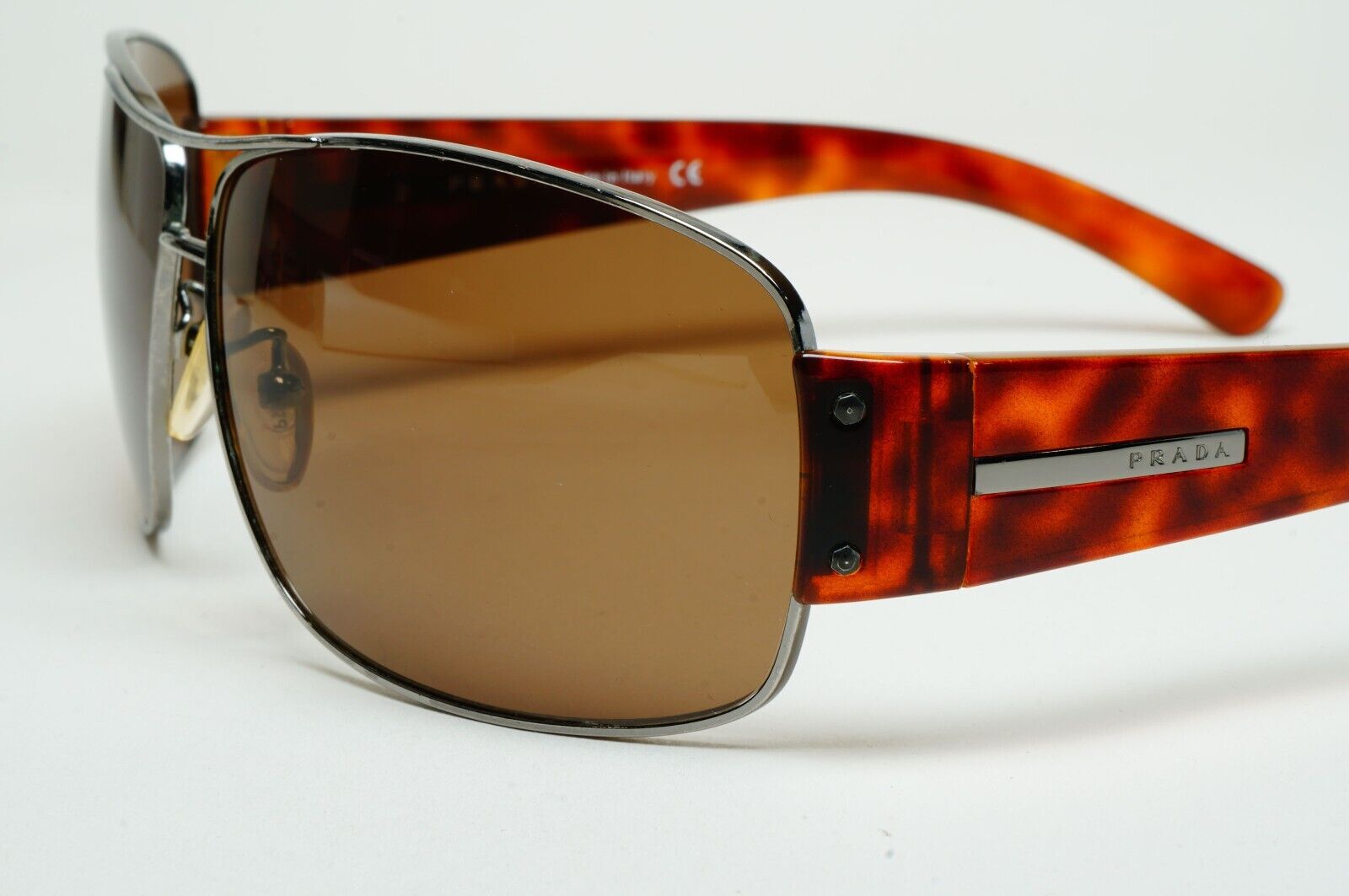 Prada Sunglasses 2005 Vintage Brown Pilot Wrap PR61GS SPR 61G 5AV-5G1 310125